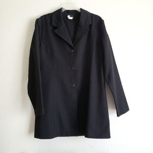 First Option Pintriped Long Blazer Black